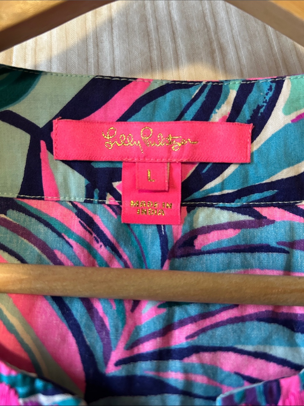 Lilly Pulitzer "Seasalt Blue Don't Wanna Leaf" Size Large - Picture 5 of 12